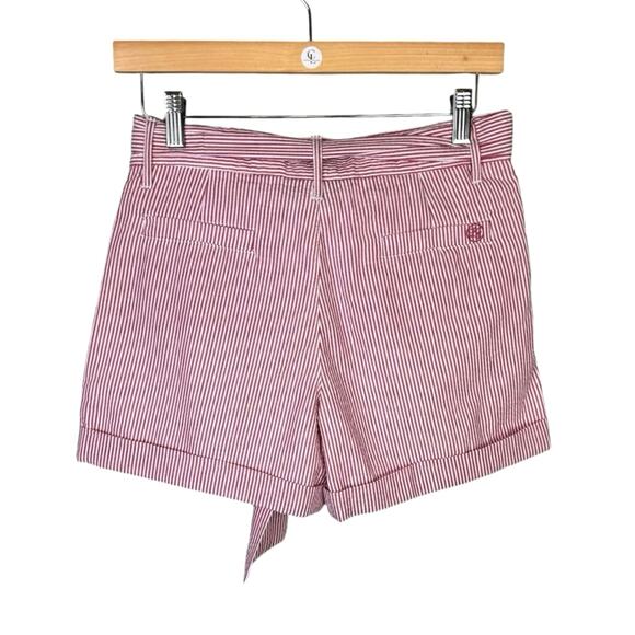 Lauren James NWT Red White Stripe Seersucker Cuffed Belted Bow Shorts - Picture 4 of 9
